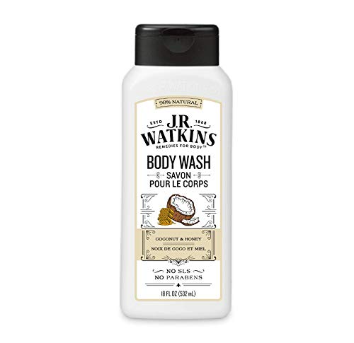 J.R. Watkins Body Wash - Hydrating Coconut Milk & Honey, Plant-Based Cleansers - 18 Fl Oz