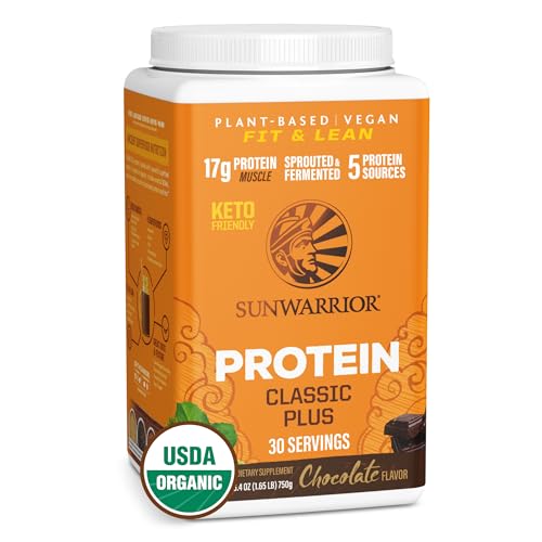 Sunwarrior Protein Powder - Complete Amino Acids, Organic & Non-GMO, Chocolate - 30 Servings