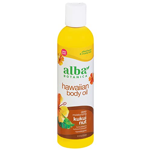 Alba Botanica Body Oil - Deep Moisturizing Kukui Nut, 100% Vegetarian, 8.5 Oz