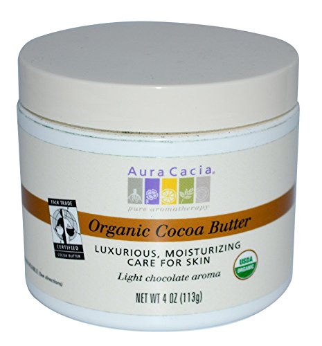 Aura Cacia Body Butter - Rich Cocoa Moisturizer, Natural Light Chocolate Scent - 4oz