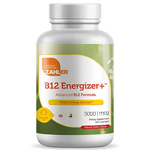 Zahler Energizer+ Vitamin B12 Lozenges - Energy Boost, Kosher, Non-GMO, Cherry Flavor - 120 Count