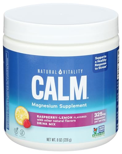 Natural Vitality Raspberry Lemon Calm Magnesium Drink Mix - Supports Relaxation, 8oz