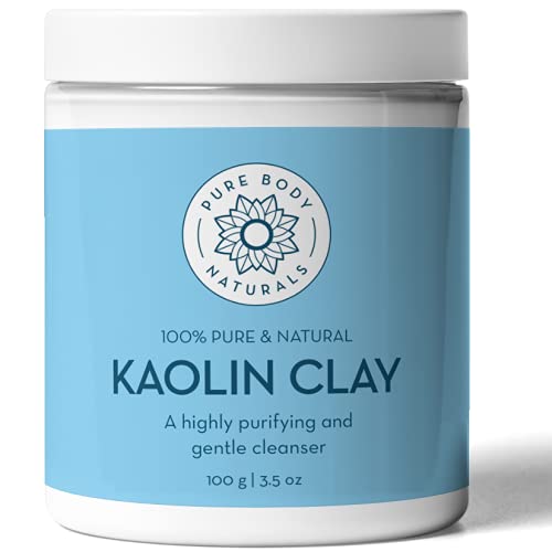 Pure Body Naturals Kaolin Clay Powder - Detoxifying, Gentle for Dry Skin, 100g