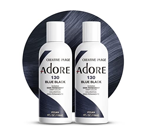 Adore Semi-Permanent Hair Dye - Vibrant Blue Black, Vegan & Cruelty-Free - 4 Fl Oz, Pack of 2