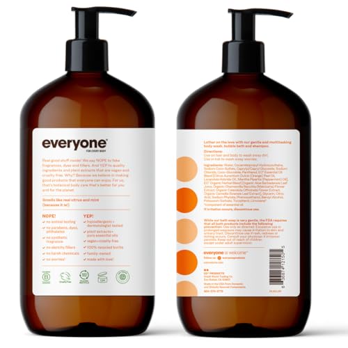 Everyone 3-in-1 Body Wash - Citrus & Mint Cleanser, EWG Verified, Organic Extracts - 32oz