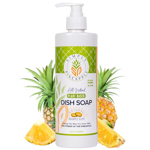 Plant-Based Dish Soap with Pineapple Enzymes - Tough on Grease, Gentle on Skin - 16.9 fl oz