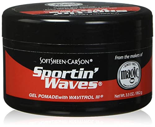 Soft Sheen Sportin Waves Hair Gel Pomade - Strong Hold, Non-Flaking Formula - 6 Pack, 3.5oz