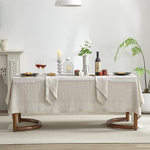 EVERLY Pure Linen Tablecloth - Antistatic, Hypoallergenic, Natural Look - 60x84 Inch