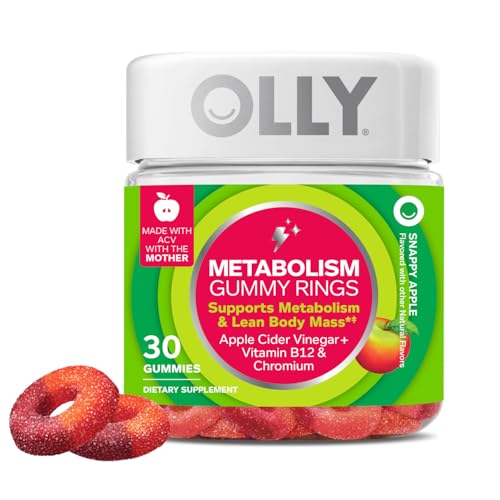 OLLy Apple Cider Vinegar Gummy Rings - Supports Metabolism & Energy, No Synthetic Colors - 30 Count