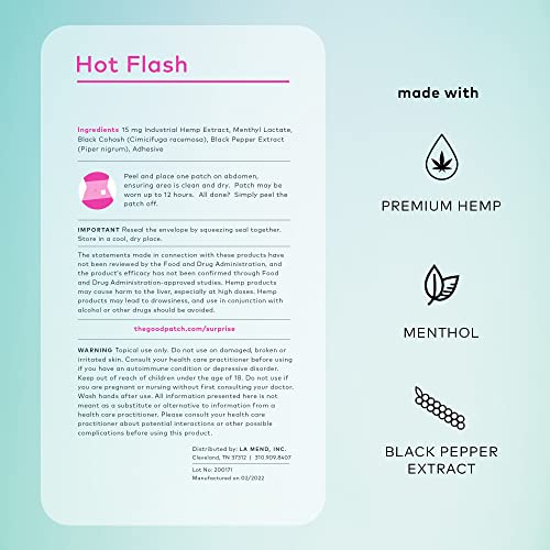 The Good Patch Menopause Patches - Hot Flash Relief, Plant-Powered, 8 Patches