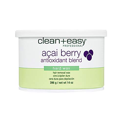 Clean + Easy Acai Berry Hard Wax - Painless Hair Removal for Sensitive Skin, 14 oz