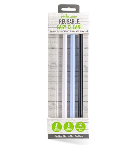 Reduce Hard Plastic Straws - BPA-Free, Dishwasher Safe, Impact Resistant - 4 Pack for Tumblers