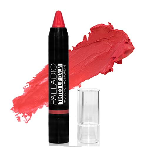 Palladio Tinted Lip Balm - Nourishing Vegan Formula with Aloe & Shea Butter, Strawberry Jam