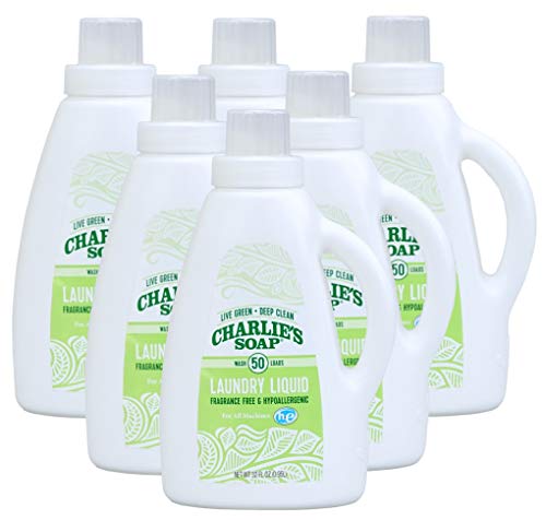 Charlie's Soap Concentrated Laundry Detergent - Deep Cleaning, Hypoallergenic, 50 Loads, 6 Pack