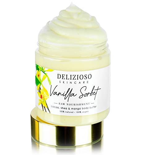 Vanilla Sorbet Body Butter - Rich Hydration, Vegan, Cruelty-Free, Handmade - 8 oz