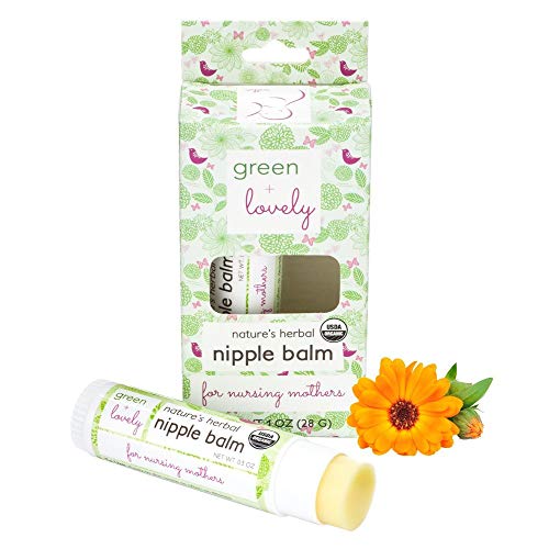 Green+Lovely Nipple Butter - Organic Calendula Moisturizer, Gentle for Nursing Moms - 2 x 0.5 oz