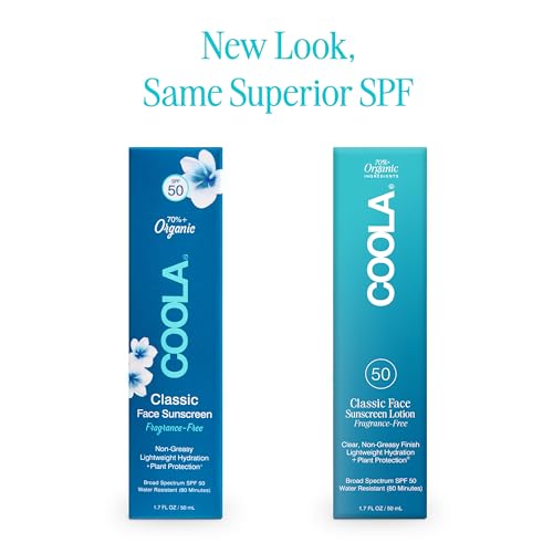 COOLA Organic Face Sunscreen SPF 50 - Water Resistant, Antioxidant-Rich, Vegan - 1.7 Fl Oz