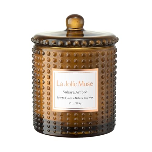 LA JOLIE MUSE Sahara Amber Candle - Stress Relief, Natural Soy, 75-Hour Burn, 10oz