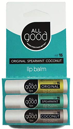 All Good Organic SPF15 Lip Balm - Hydrating, Plant-Based Moisture & Protection - 3-Pack