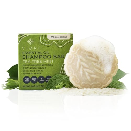 Viori Tea Tree Mint Shampoo Bar - Hydrating, Plastic-Free, Aromatherapy - Travel-Ready