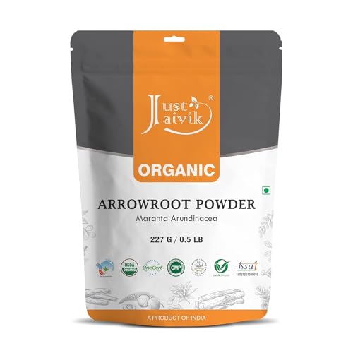 Just Jaivik USDA Organic Arrowroot Powder - Gluten Free, Non-GMO, Natural Thickener - 8oz