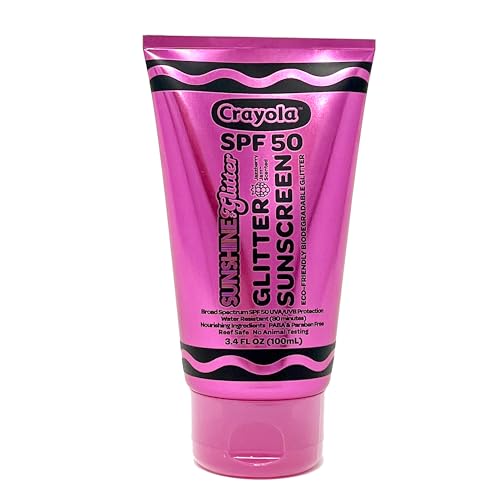 CRAYOLA X Sunshine & Glitter Sunscreen - SPF 50, Vegan & Water-Resistant, 3.4 Oz