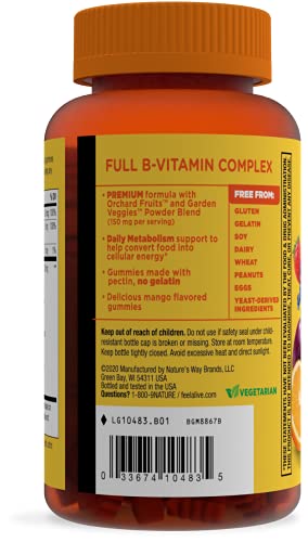 Nature's Way Alive! B-Complex Gummies - Cellular Energy Support, Vegetarian, Mango Flavor - 60 Count