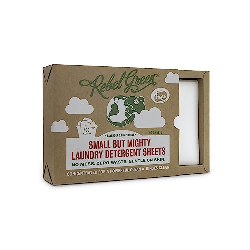 Rebel Green Laundry Detergent Sheets - Plant-Powered, Biodegradable, Lavender Grapefruit - 40 Sheets