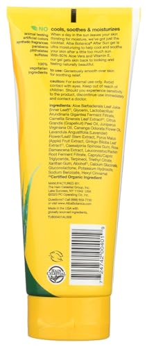 Alba Botanica After Sun Gel - Calming Moisture for Skin, 80% Aloe Vera, 8 fl. oz. Tube