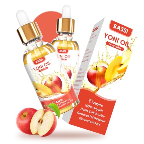 BASSI Yoni Oil Feminine Deodorant - Moisturizes & Balances PH, Apple Scent - 1 fl oz/pc, 2PCS