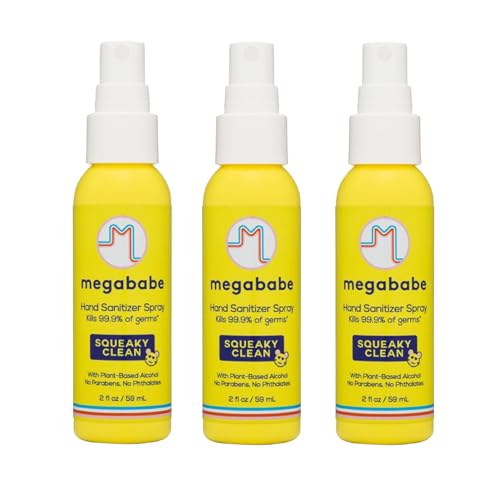 Megababe Hand Sanitizer Spray - Kills 99.9% Germs, Moisturizing Oils, Citrus Scent - 3 Pack, 2 oz