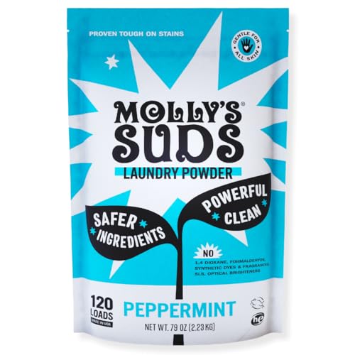 Molly's Suds Laundry Detergent Powder - Natural Stain Fighter for Sensitive Skin - 120 Loads