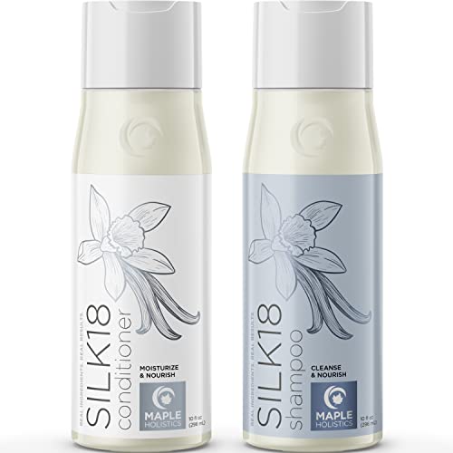 Silk18 Shampoo & Conditioner Set - Hydrating Shea Butter & Jojoba for Curly, Damaged Hair