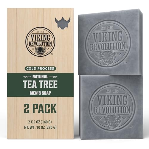 Viking Revolution Tea Tree Bar Soap - Nourishing Essential Oils for Sensitive Skin - 2 Pack