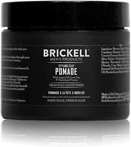 Brickell Men's Hair Clay Pomade - Strong Hold & Matte Finish, Natural Ingredients - 2oz