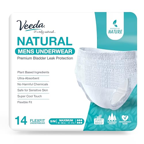 Veeda Natural Adult Diaper - Maximum Absorbency, Hypoallergenic, Discreet Fit - 14 Count