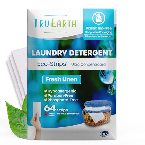 Tru Earth Laundry Detergent Sheets - Paraben-Free, Gentle on Sensitive Skin - 64 Sheets