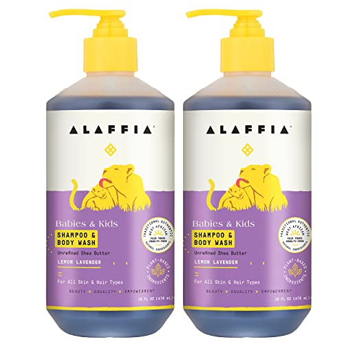 Alaffia Kids Shampoo & Body Wash - Gentle Care with Fair Trade Coconut, Strawberry Scent - 16 Fl Oz