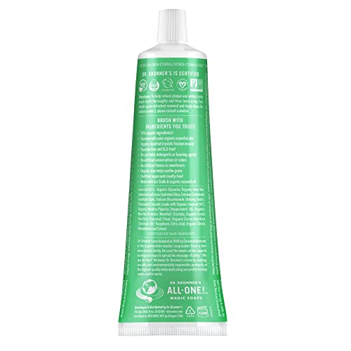 Dr. Bronner’s All-One Toothpaste - Organic Ingredients, Fluoride-Free, Spearmint - 5oz, 3-Pack