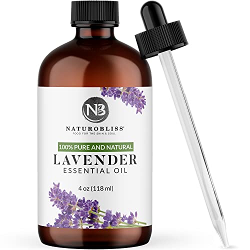 NaturoBliss Lavender Essential Oil - 100% Pure, Therapeutic Grade, Glass Dropper - 4 fl. oz