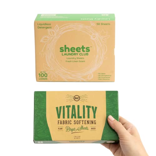 Sheets Laundry Club Detergent Sheets - Deep Clean, Safe for Sensitive Skin - Fresh Linen, 100 Loads