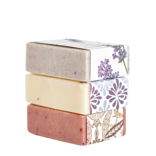 Little Flower Soap Co Handmade Soap Set - Natural Ingredients, Gift Wrapped - 3 Bars