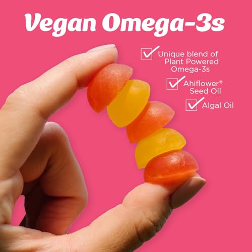 Wiley's Finest Vegan Omega-3 Gummies - Natural Sugar, DHA & ALA, Gluten-Free, Watermelon - 60ct