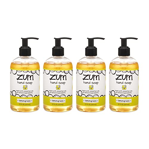 Zum Hand Soap - Natural Cleansing, Cruelty-Free, Bright Lemongrass Scent - 12oz (4 Pack)