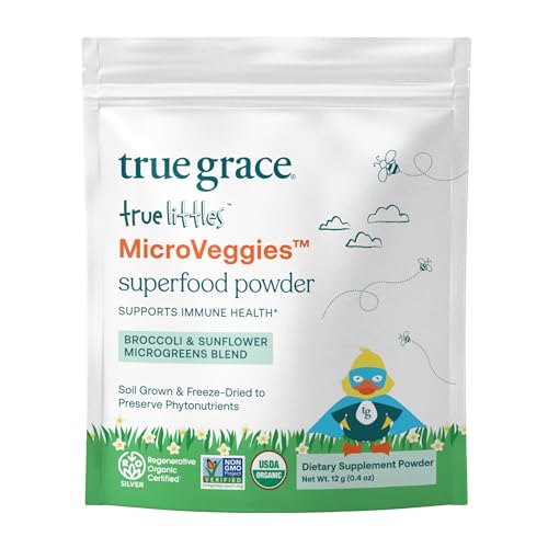 True Grace MicroVeggies Superfood Powder - Boosts Immune Health, Vegan, Regenerative Organic - 0.4oz