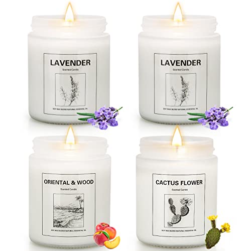 Lavender Candle Set - Natural Soy Wax, Relaxing Scents, 200-Hour Burn - 4 Pack, 28oz