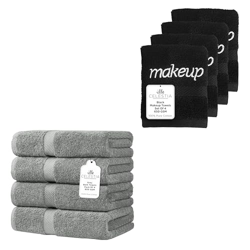 Premium 100% Cotton Bath Towel Set - Soft, Ultra Absorbent, OEKO-TEX Certified - 8 Pack