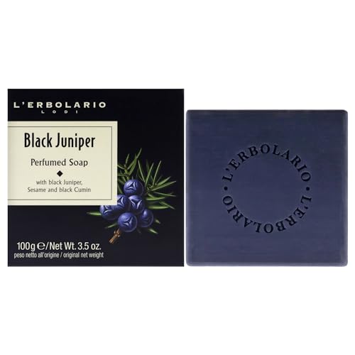 L'Erbolario Black Juniper Bar Soap - Hydrating & Soothing, Natural Ingredients - 3.5 Oz