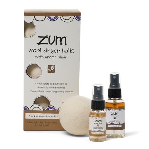 Indigo Wild Zum Wool Dryer Balls Kit - Natural Fragrance, Cruelty-Free, 3 Balls & Aroma Blend