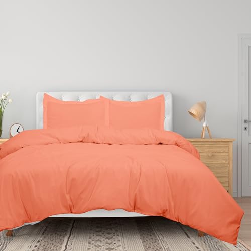 ROYALE LINENS Coral Duvet Cover Set - Soft, Breathable Microfiber, OEKO-TEX Certified - 3 Piece